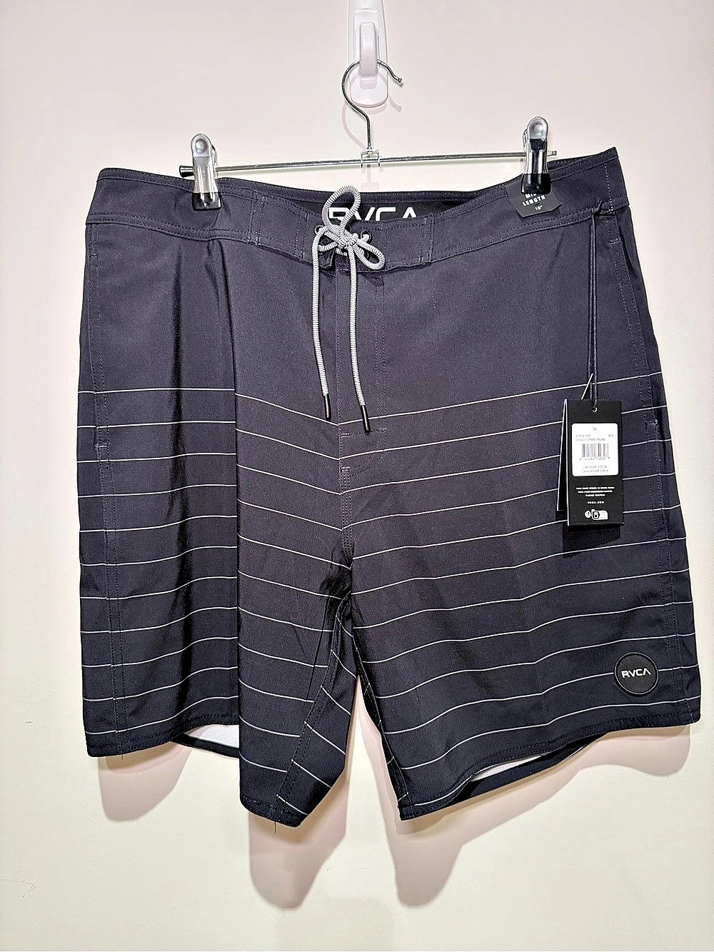 *BRAND NEW RVCA Steady Stripe 18" Boardshorts Black Striped Waist 34